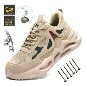 Mens Size 10/44 Steel Toe Safety Work Shoes Comfortable Puncture Resistant